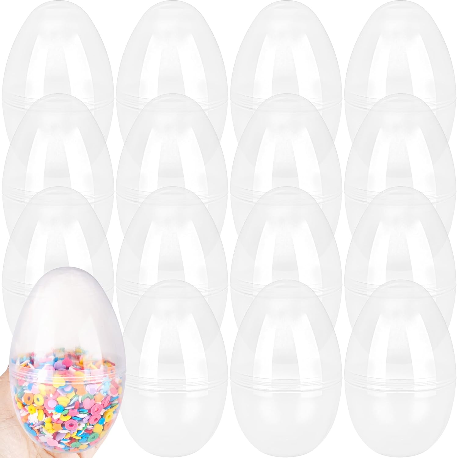 16 Pack 5.5 Inch Clear Easter Eggs Plastic Empty Large FillableTransparent Eggs Jumbo for Easter Hunt Party Favors and Spring Décor