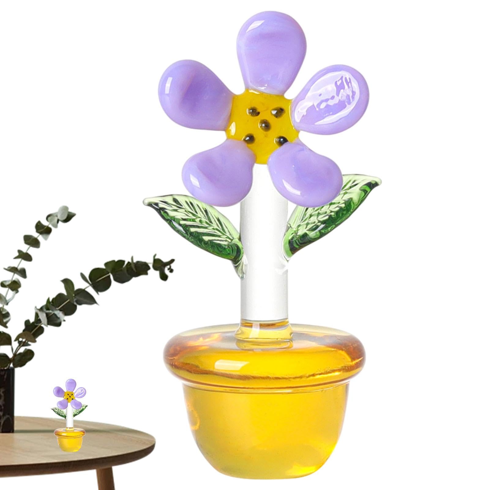 Fukamou Crystal Figurines Collectibles - Flower Ornament Statue - Flower Ornament Statue, Valentine's Day Flower Ornament, Small Flower Plant Pots, No Maintenance For Valentine's Day