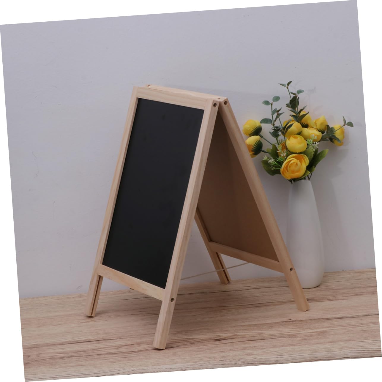 HOMSFOU Tableau Noir Double Face Bois 25 X 40 Cm Support Chevalet Trépied pour Comptoir de Bar et Garçon et Filles Usage Bureau Scolaire Couleur Aléatoire