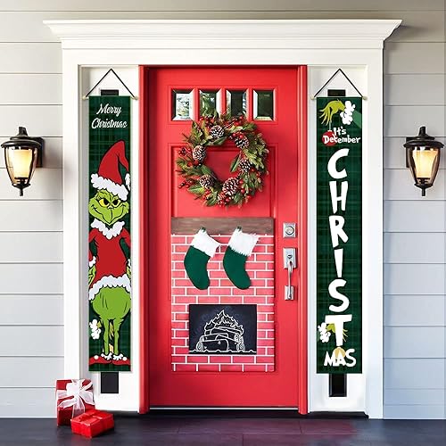 Miniatura 7 de Decoraciones LED navideñas. Este es el letrero de porche para diciembre. Pancartas colgantes para las fiestas interiores y exteriores del patio