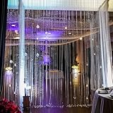 Efavormart Acrylic Crystal Beaded Curtain with Polyester Rod Pocket, 43 Strands Room Divider Clear Diamond Cut Beads Doorway String Curtain - 5ftx12ft