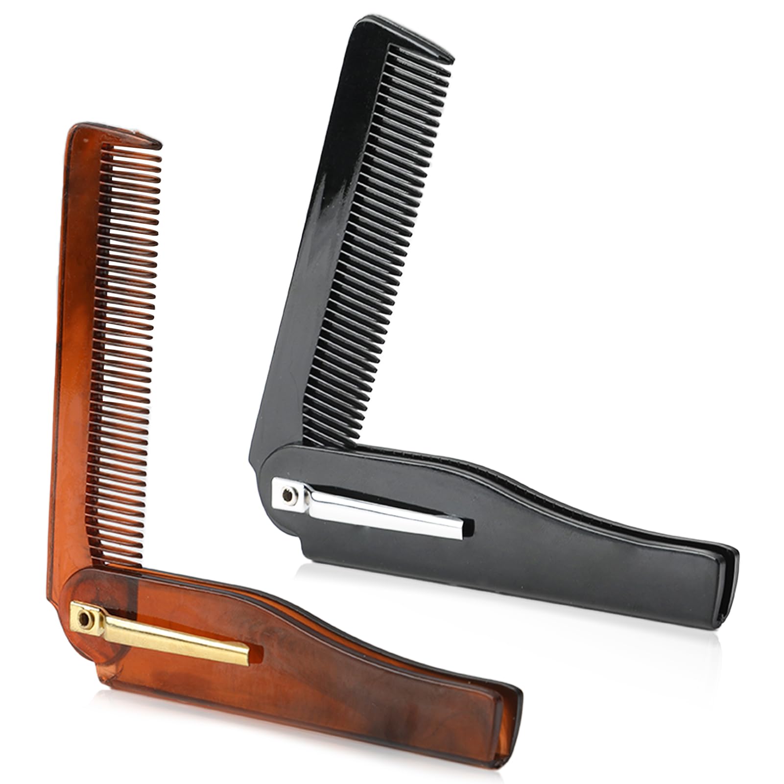 Peine De Colocación Plegado, 2 Piezas Peine Plegable Portátil Para Hombres Con Acentos De Metal, Antiestático Para Todos Los Estilos De Cabello, Herramientas Para El Cabello Papá, Barbería Peluquería