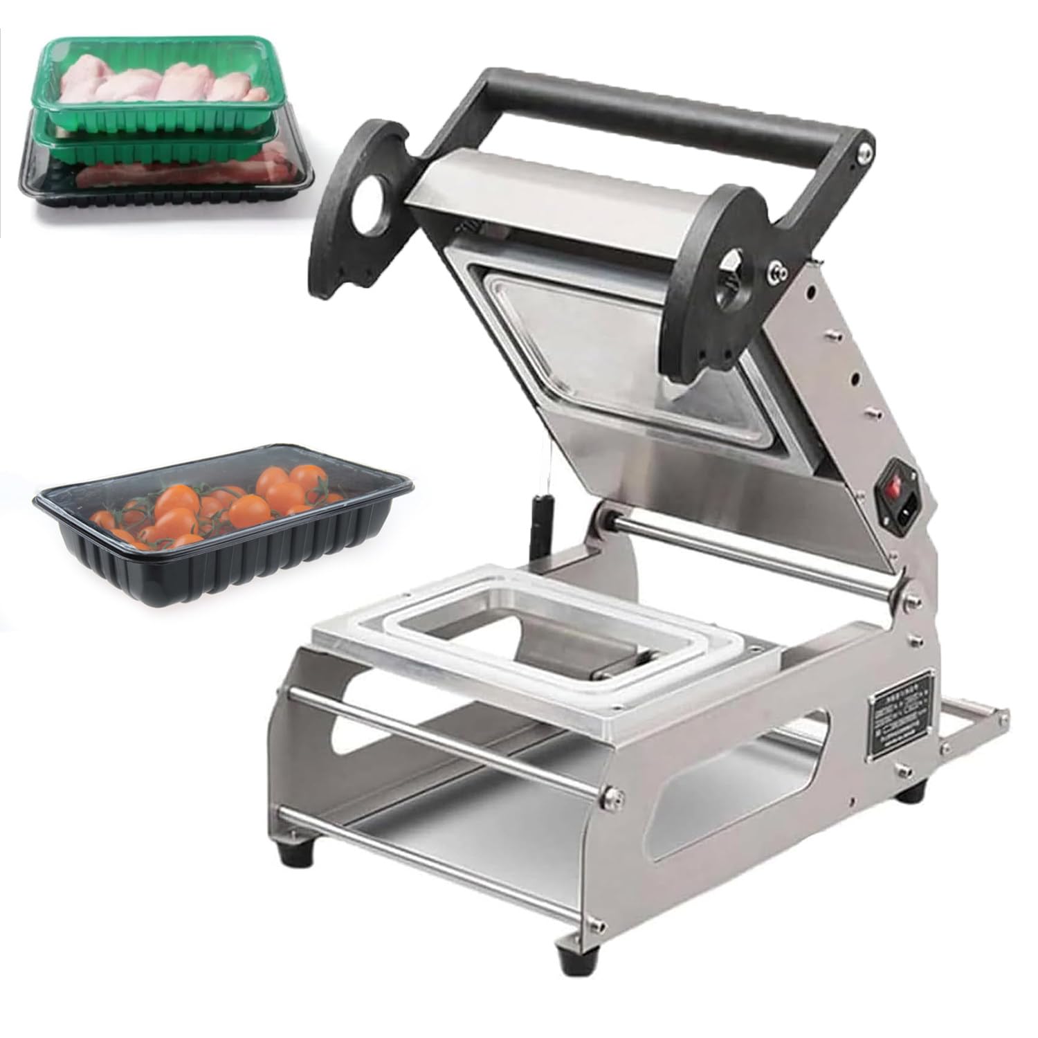 ASerZenith 600W Semi-Automatic Food Tray Sealer, Hand Pressure Packaging Machine For Sealing Meat, Fish, Takeaway Meals, Film Width,200 * 140Mm
