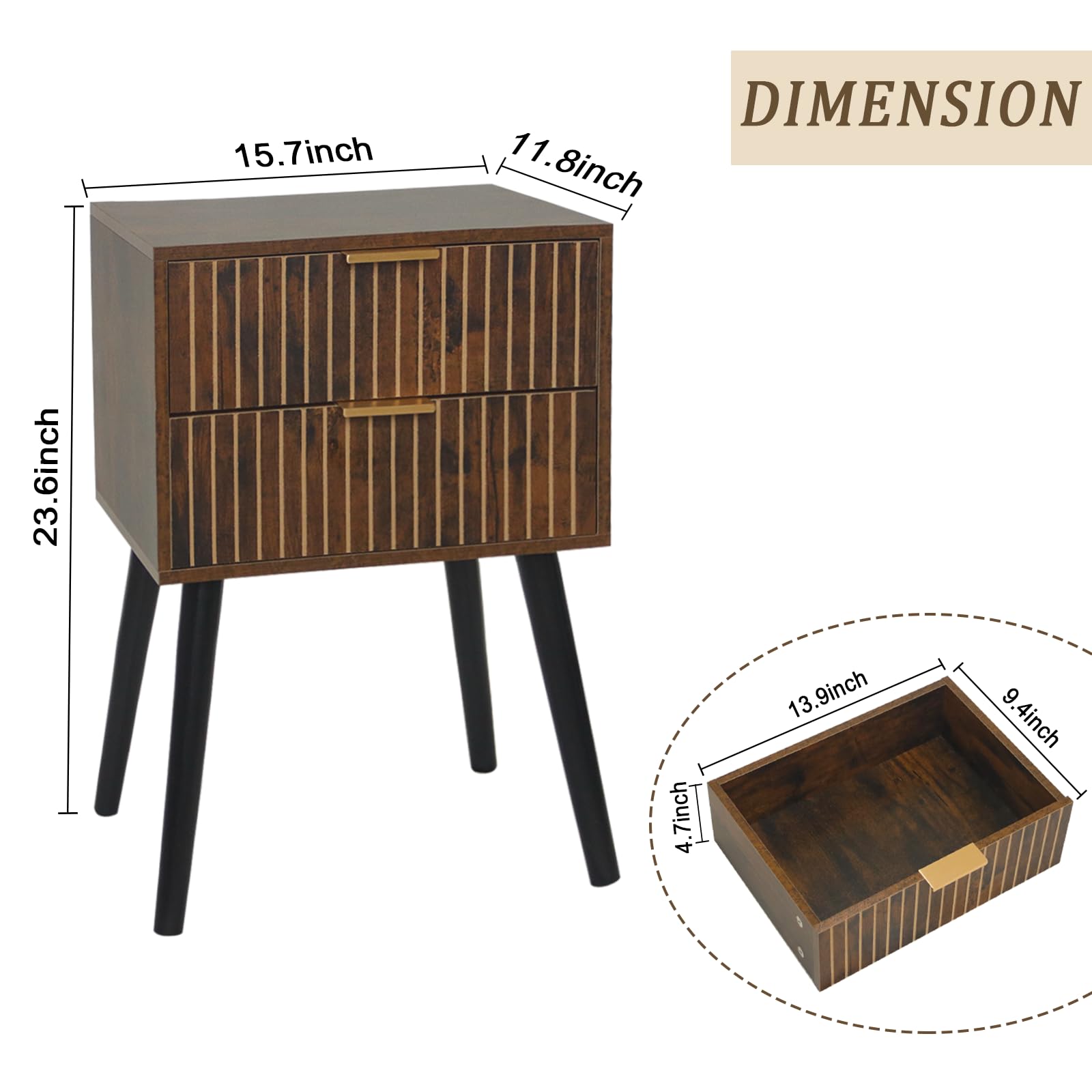 Snapklik.com : MaxSmeo Mid Century Nightstand, Modern Bedside Table