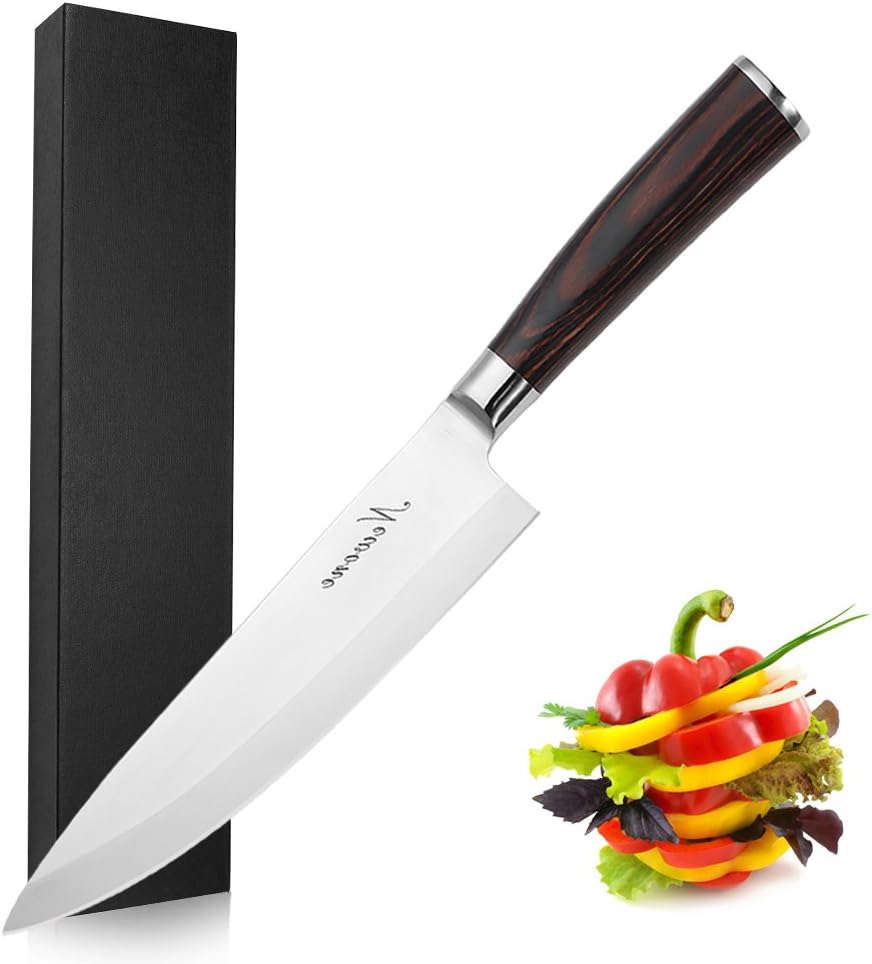 NEWONE Chef Knife,8 inches Professional Kitchen Knife High Carbon,Sharp Knives with Ergonomic Equipment Handle