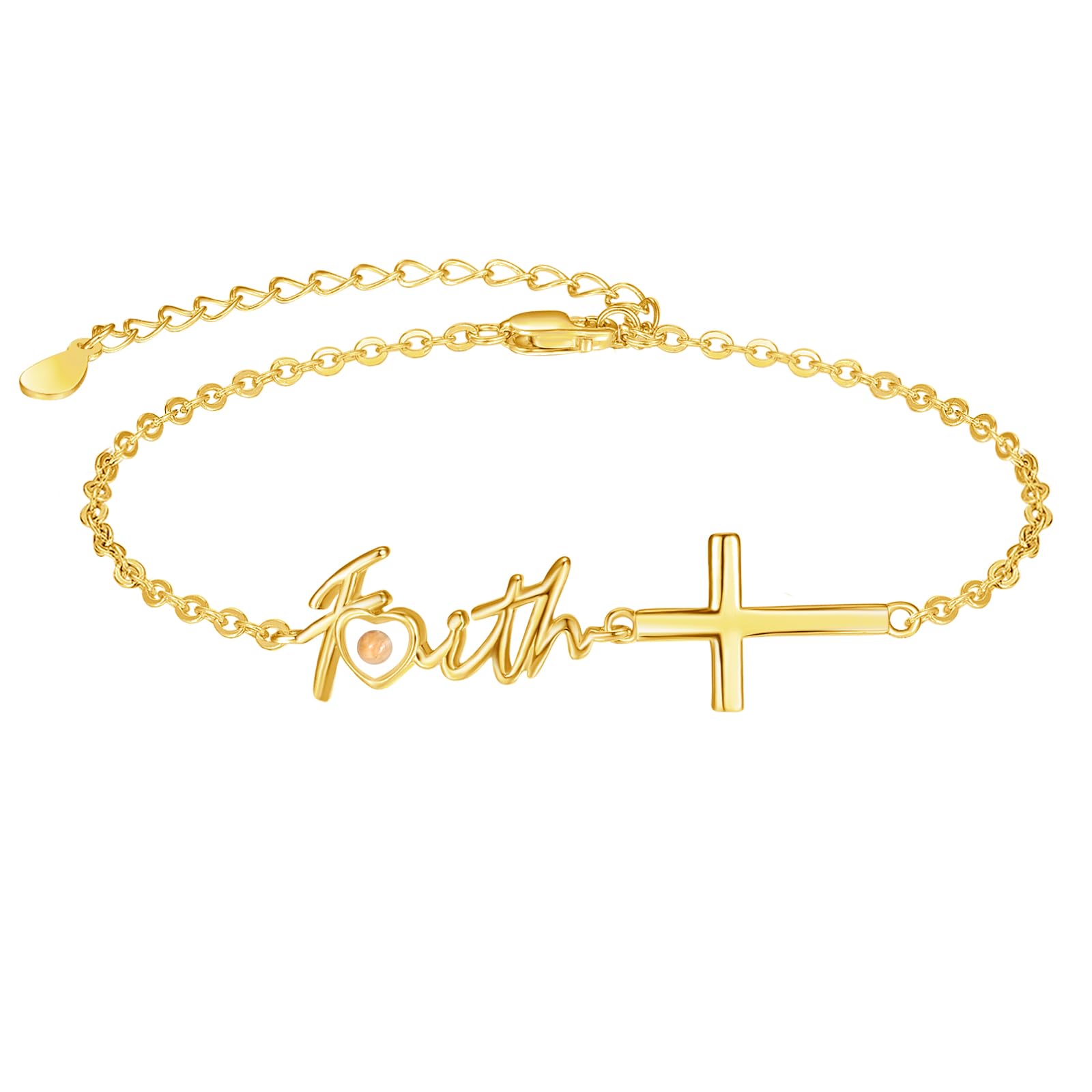 Dreamboat Sterling Silver Cross Bracelet for Women Heart Mustard Seed Bracelet Faith Bracelet Christian Catholic Confirmation Religious Jewelry Mom