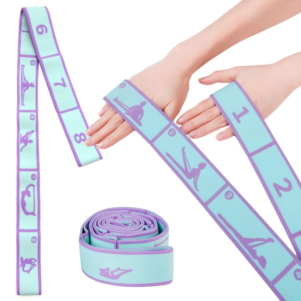 Krp trading Yoga Stretching Strap 8 Loops with Printed Positions 85x4cm | Multi-Purpose Elastic Band, Fitness & Rehabilitation, Ankle & Ligament Training, For All Fitness Levels, Multi-Segment Design-image-33