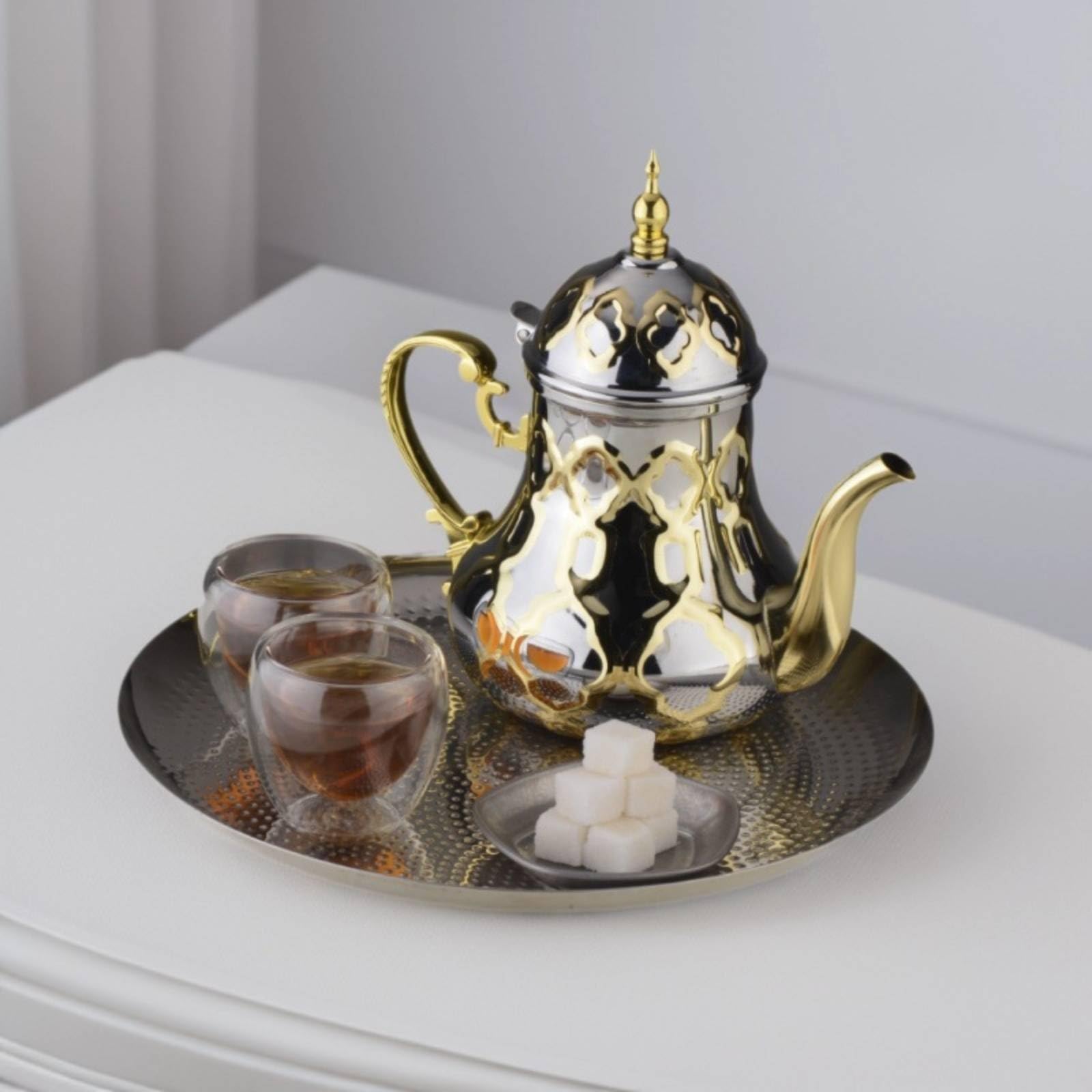 Colcolo Tetera de Acero Inoxidable Jarra Hervidor Cafetera con Cuerpo Compacto y Detalles Calados Vertido Suave y Acabado Pulido Adecuada para Casa Presentación en Estantes de Cocina, 1.2 Litros