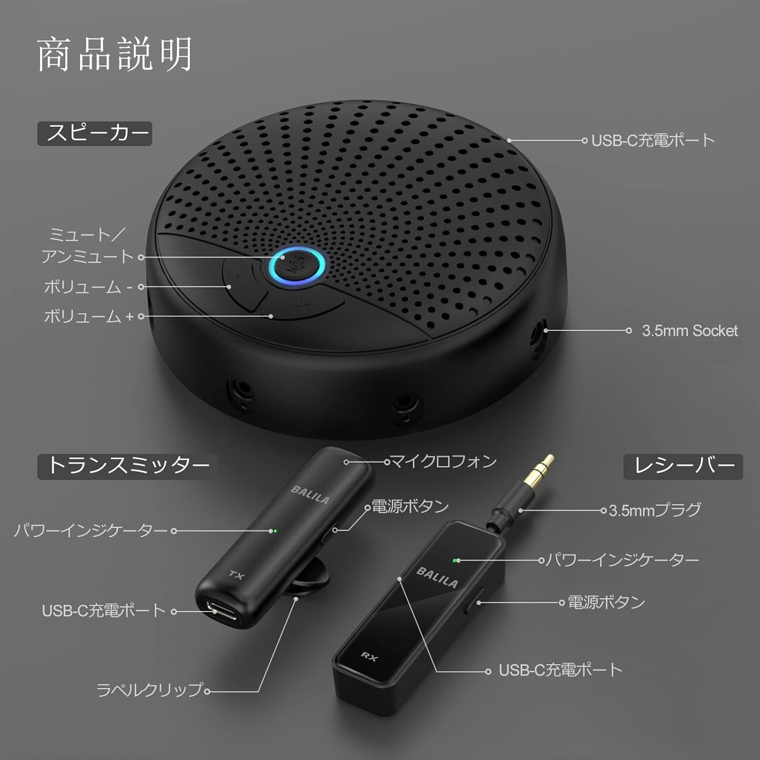 BALILA CM100 Speakerphone and Microphone Components