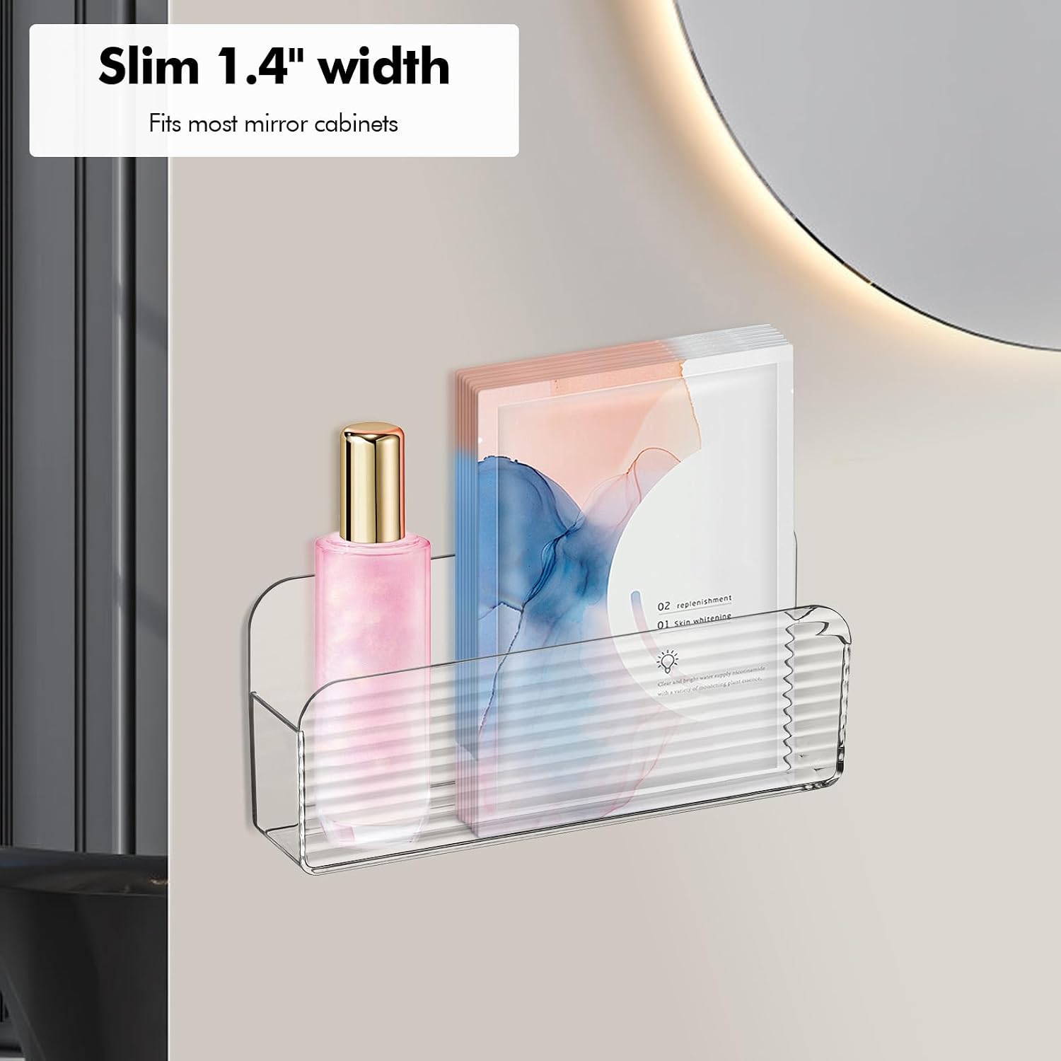 Poeland 3 Pack Wall Mounted Storage Organizer, Cabinet Door Organizer, Clear Storage Box for Bathroom, Bedroom, Mirror Medicine Cabinets (Transparent)