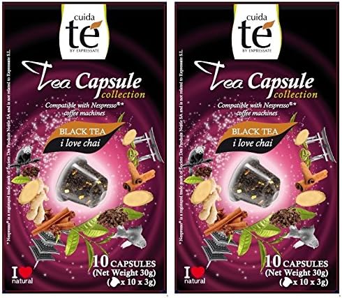 20 Nespresso Compatible Pods - Chai Spiced Black Tea, 2 Boxes - 10 Pods per box (20 pods total)