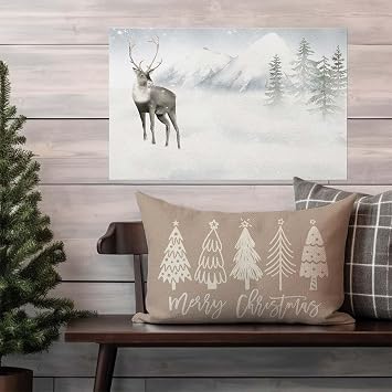 Christmas Pillow Covers 12x20, Neutral Merry Christmas Decor, Beige
