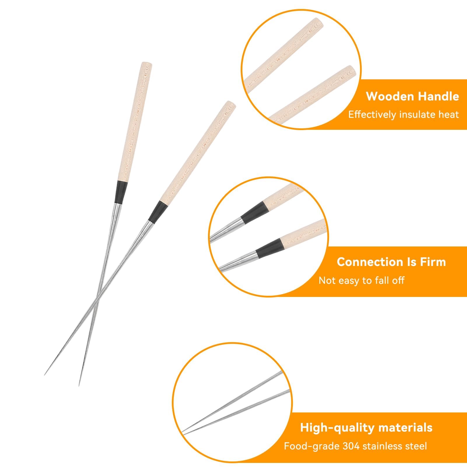 Extra Long Stainless Steel Chopsticks 12.4 Inch, Precision Kitchen Chopsticks Reusable Sushi Tweezers with Non Slip Wooden Handle for Hot Pot Cooking Frying Noodles(L) — Amazon image 3