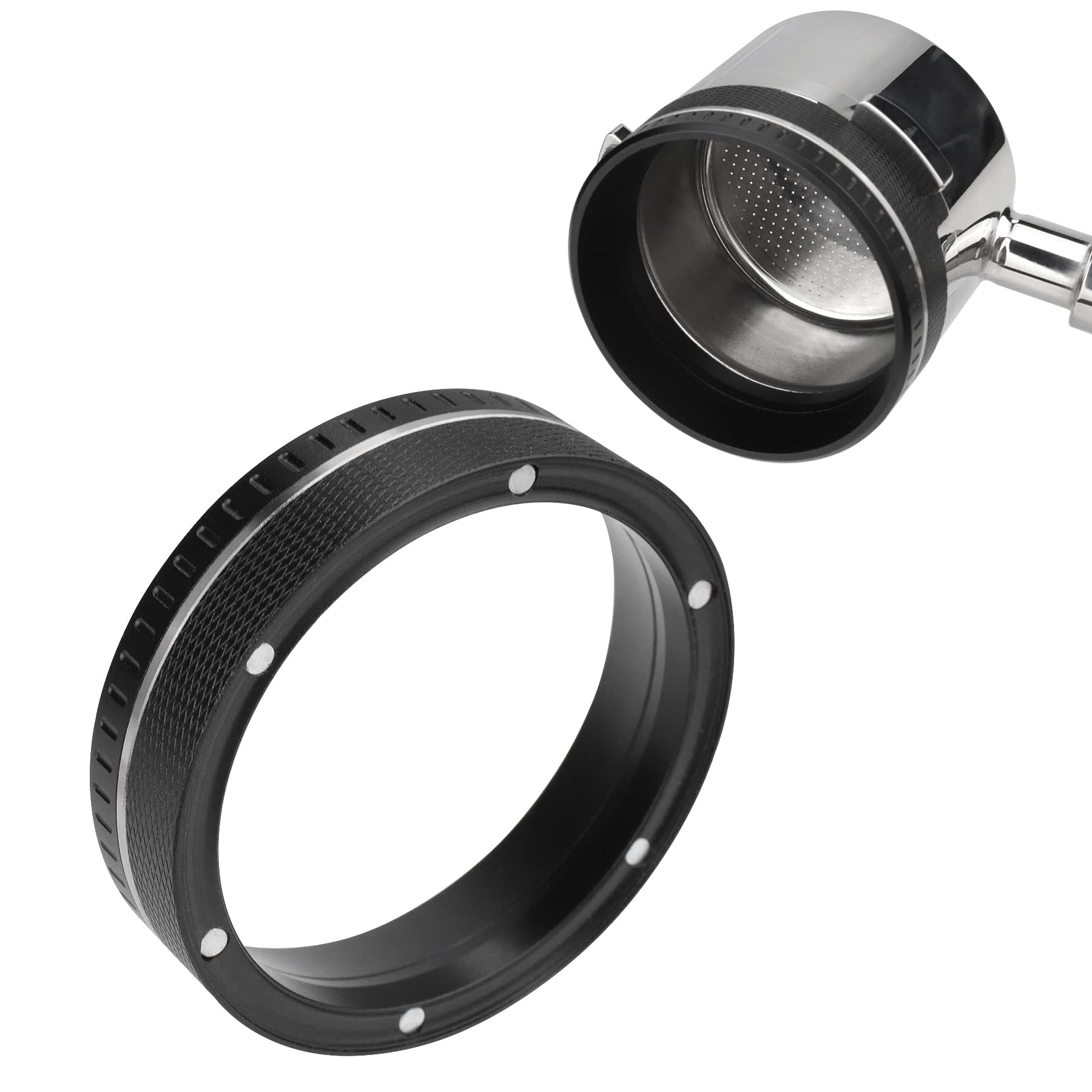 Excefore 51mm Espresso Dosing Funnel, Aluminium Alloy Espresso Coffee Dosing Ring Compatible with 51mm Portafilter, Espresso Tools Funnel, (51mm, Black)