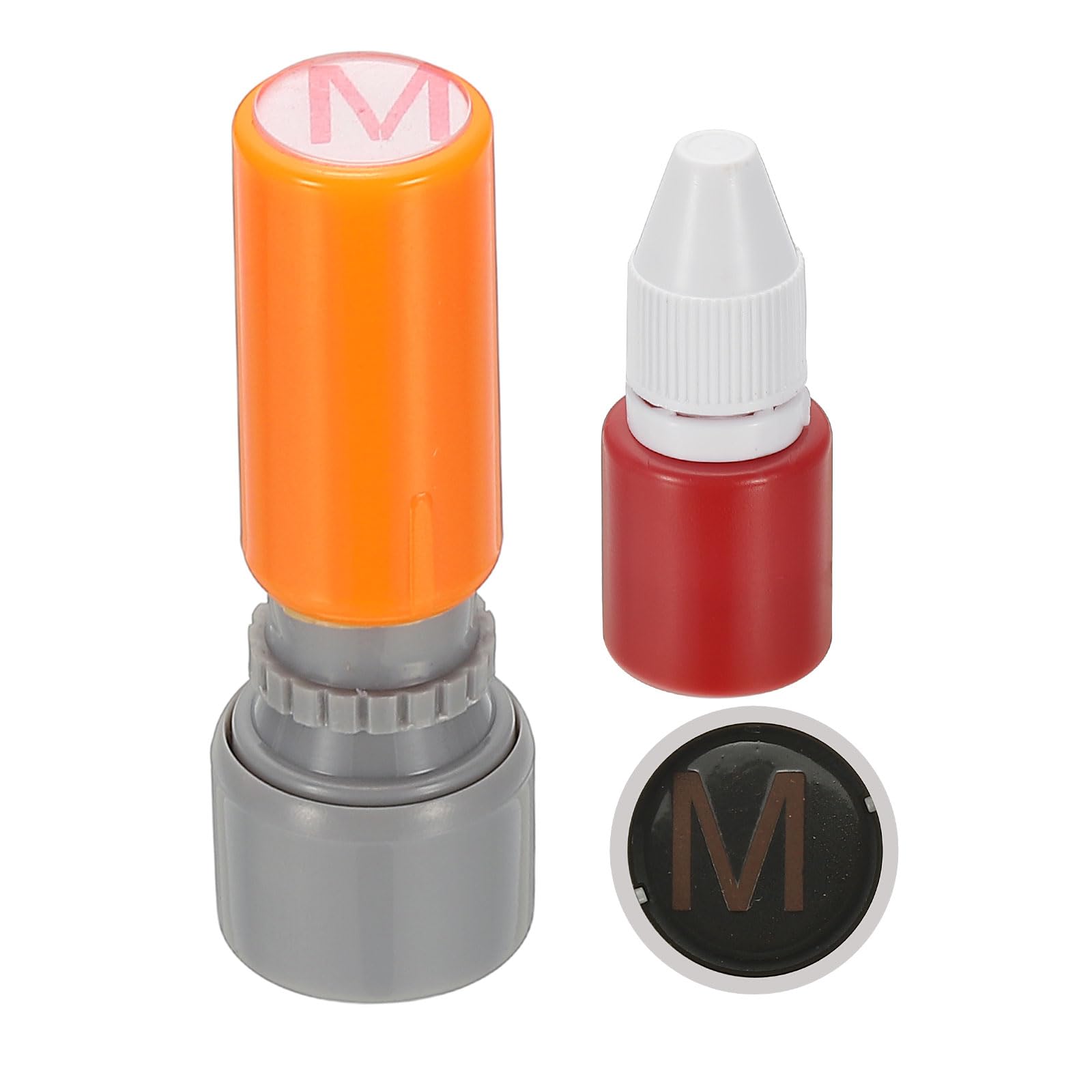 PATIKIL Letter Stamps Self Inking, Character Alphabet M Teacher Initial Ink Stamp Red Ink for Class Notebook Scrapbooking DIY Craft, Orange