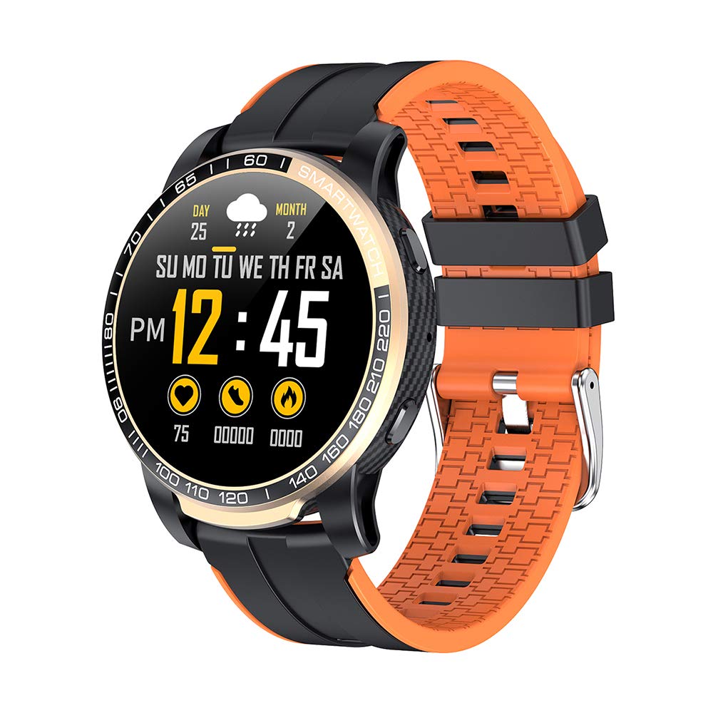 VIKUSHA V20 Bluetooth Call Smartwatch Fitness Tracker with Heart Rate Monitoring and Music Control (Black-Orange)