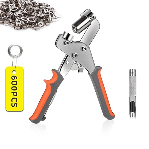 KYACHITOS Kit de herramientas de ojales, alicates de mano con 600 ojales de 38 pulgadas, kit de ojales resistentes, herramienta de ojales para