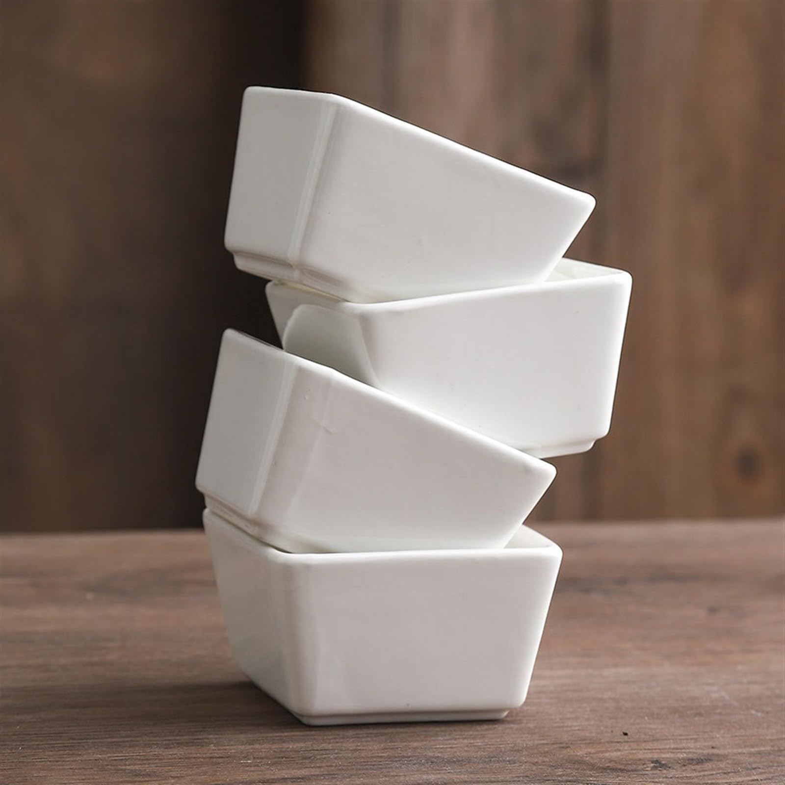 Cuencos de inmersión Cuenco cuadrado pequeño de cerámica for aperitivos y postres, plato for aperitivos, olla caliente for restaurante, cuenco for salsa Simple Plato de Postre(Size:8-piece)