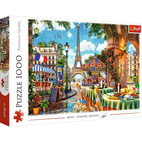 Trefl - Matin Parisien - 1000 Pièces, Rue de Paris, Restaurants, Tour Eiffel, Petit déjeuner, DIY Puzzle, Divertissement Créatif, Cadeau, Amusement, Puzzles Classiques