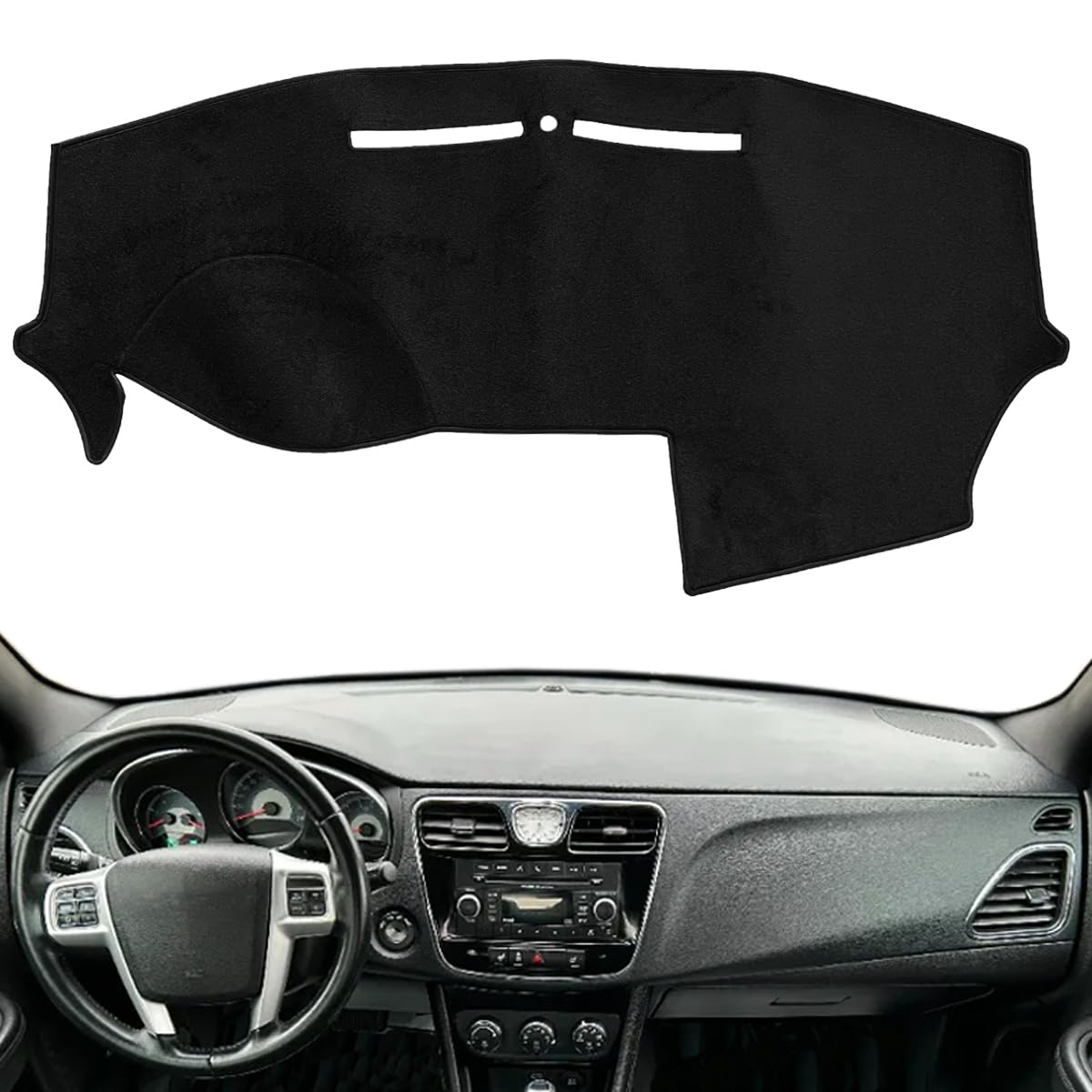 Dash Cover Mat Custom Fit for Chrysler 200, Dashboard Cover Pad Carpet Protector (Black) F177