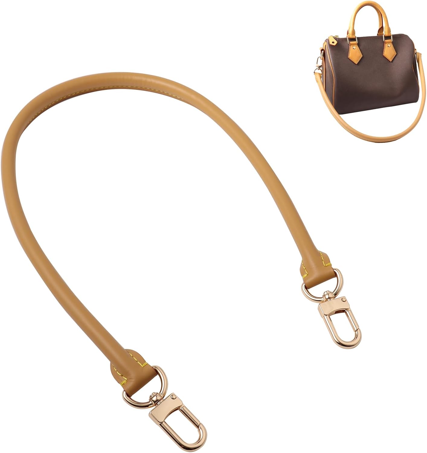 Genuine Vachetta Leather Short Shoulder Strap Compatible with Speedy 25 30 & Soft Speedy 30, Handmade Replacement Armpit Bag Strap with Precision Stitching Beeswax/Apricot (Length:27.5in-Beeswax)