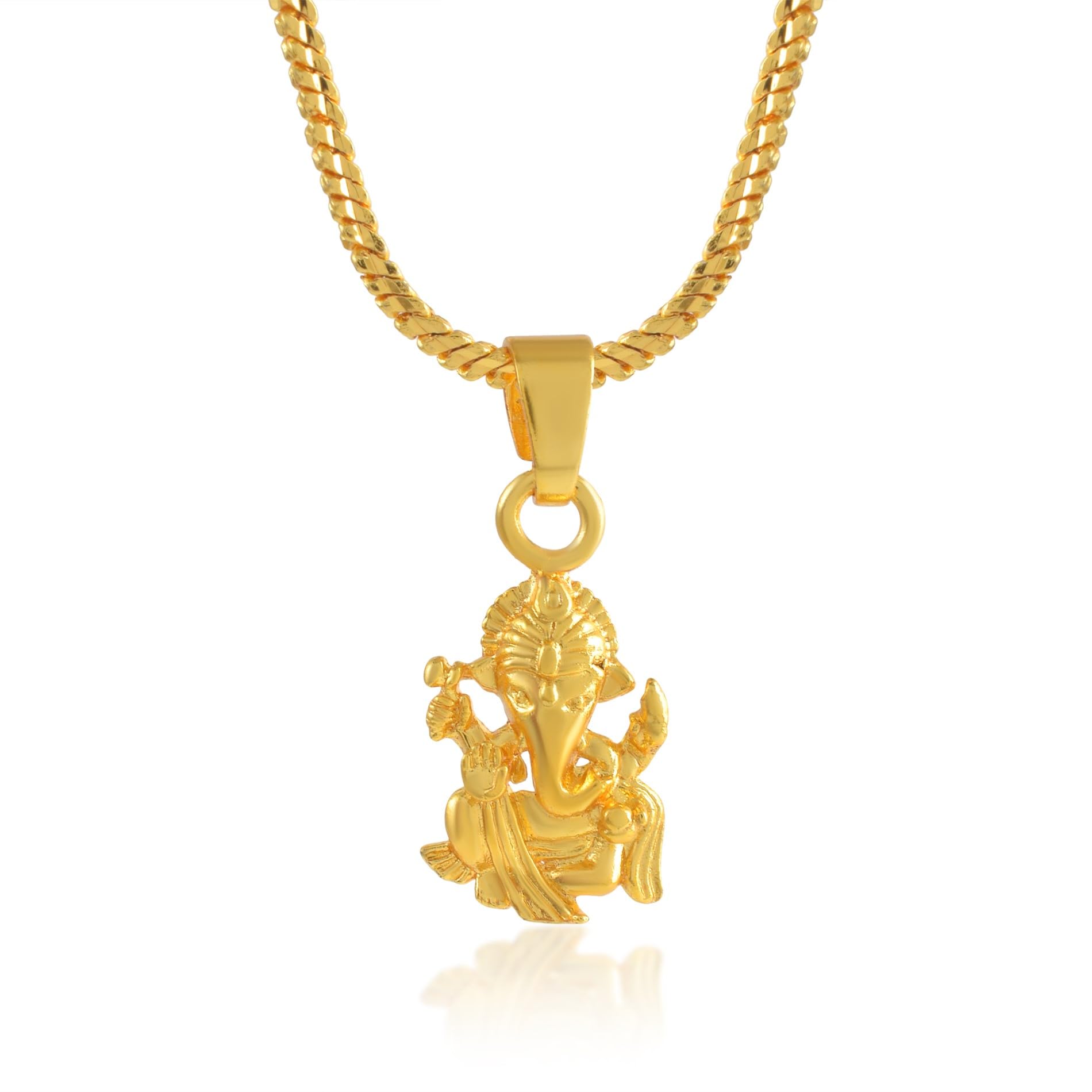 1 gm Micro Gold plated Brass Chain Pendant locket Necklace Ganesh ganapti ganpati bappa for Men,women(ACPC0184A)