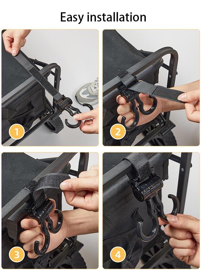 CHENGZI Baby Stroller Double Hooks Adjustable Stroller Hooks for Hanging Diaper Bags and Shopping Accessories Black - Image 3