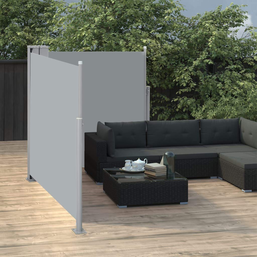 Tidyard Ausziehbare Seitenmarkise 100 x 600 cm Anthrazit Sichtschutz Sonnenschutz Windschutz Seitenrollo Markise Seitenwandmarkise Balkon Garten Terrasse Seitenmarkise Zertifiziert Sonnenschutz