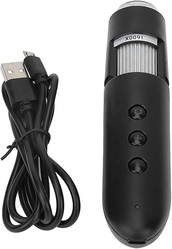 Miniatura 8 de Microscopio digital USB inalámbrico WiFi 1600X, cámara endoscopio de aumento de 8 LED con estuche de transporte compatible para cuero cabelludo,