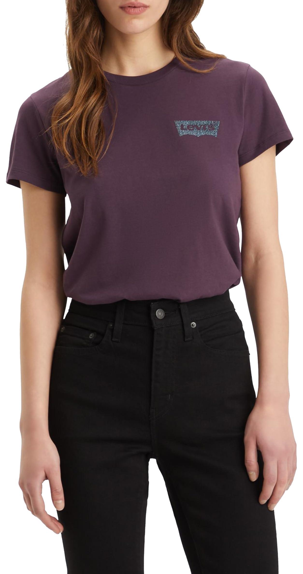 Levi's Women's The Perfect Tee- Chest Batwing Logo T-Shirt, Polka Dot Shine Outl, XXS