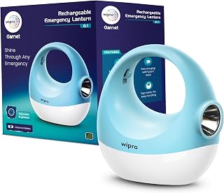 wipro Garnet EL1 Multifunctional Rechargable Emergency Light | Type-C Fast Charging | Emergency SOS Mode | Top Holder & Ha... Price In India