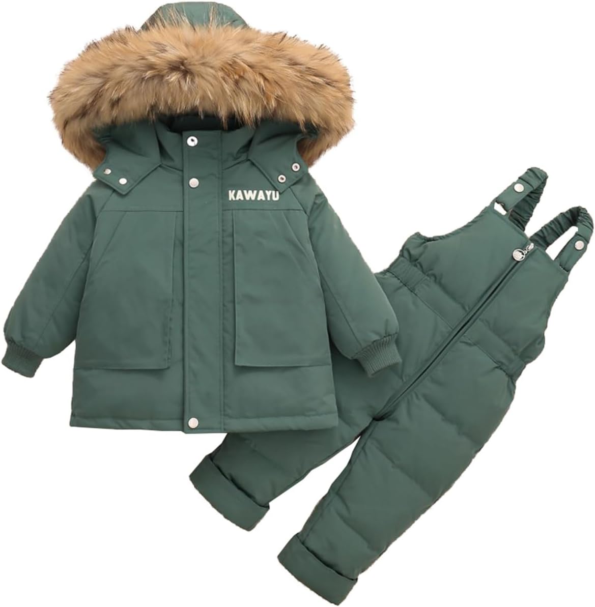 Little Boys Kids Winter Puffer Snow Bib Kid Coat Jacket and Snow Pants Ski Snowsuit Set Winter Clothes