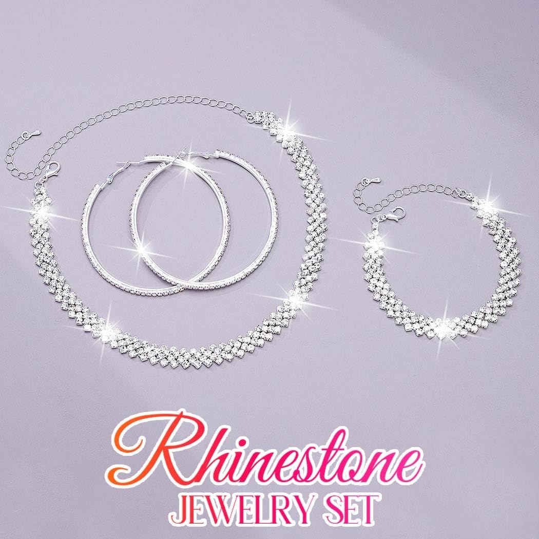 GORAIS Black Jewelry Sets Rhinestone Choker Necklace Earrings Set Prom Costume Jewelry for Women - Image 5