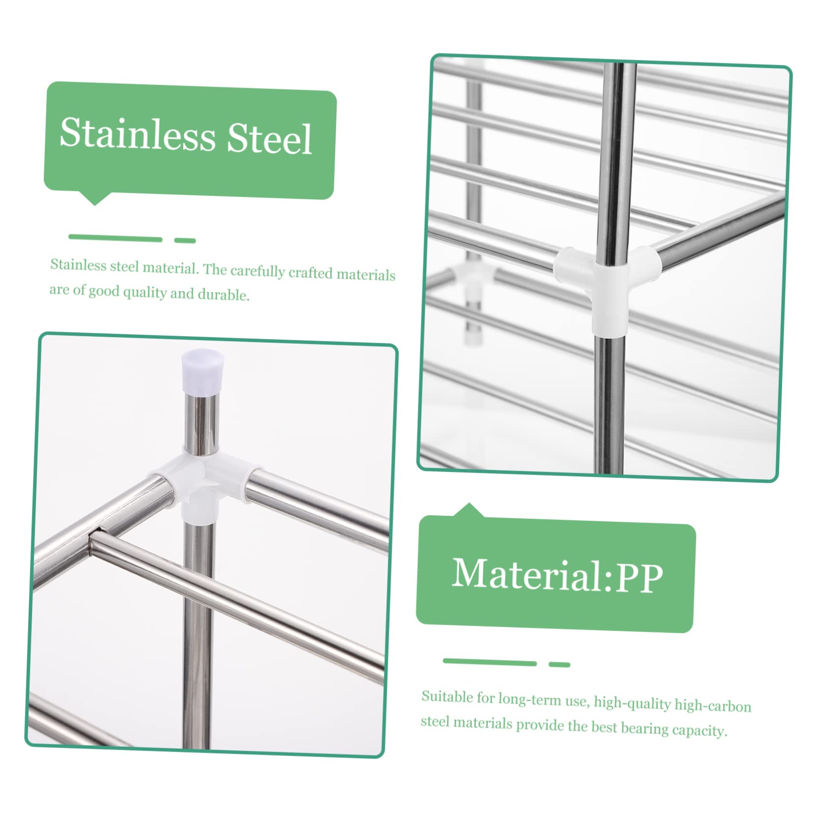 BESTYASH 1Pc Three Layer Stainless Steel Kitchen Storage Rack Space Saving Shelf for Organizing Pots Pans and Dishes for Spaces Apartments and Campers