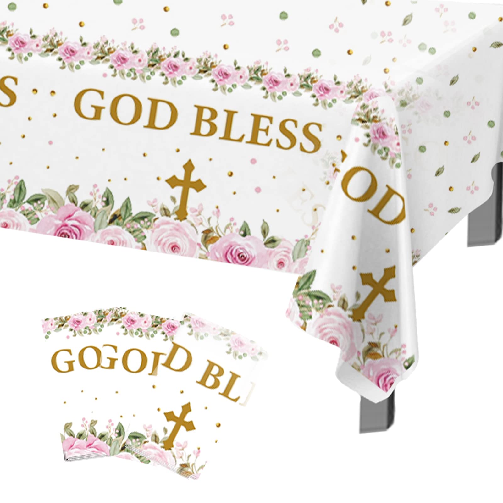 Makarios Baptism Tablecloth (Pink), 54 x 108 inch