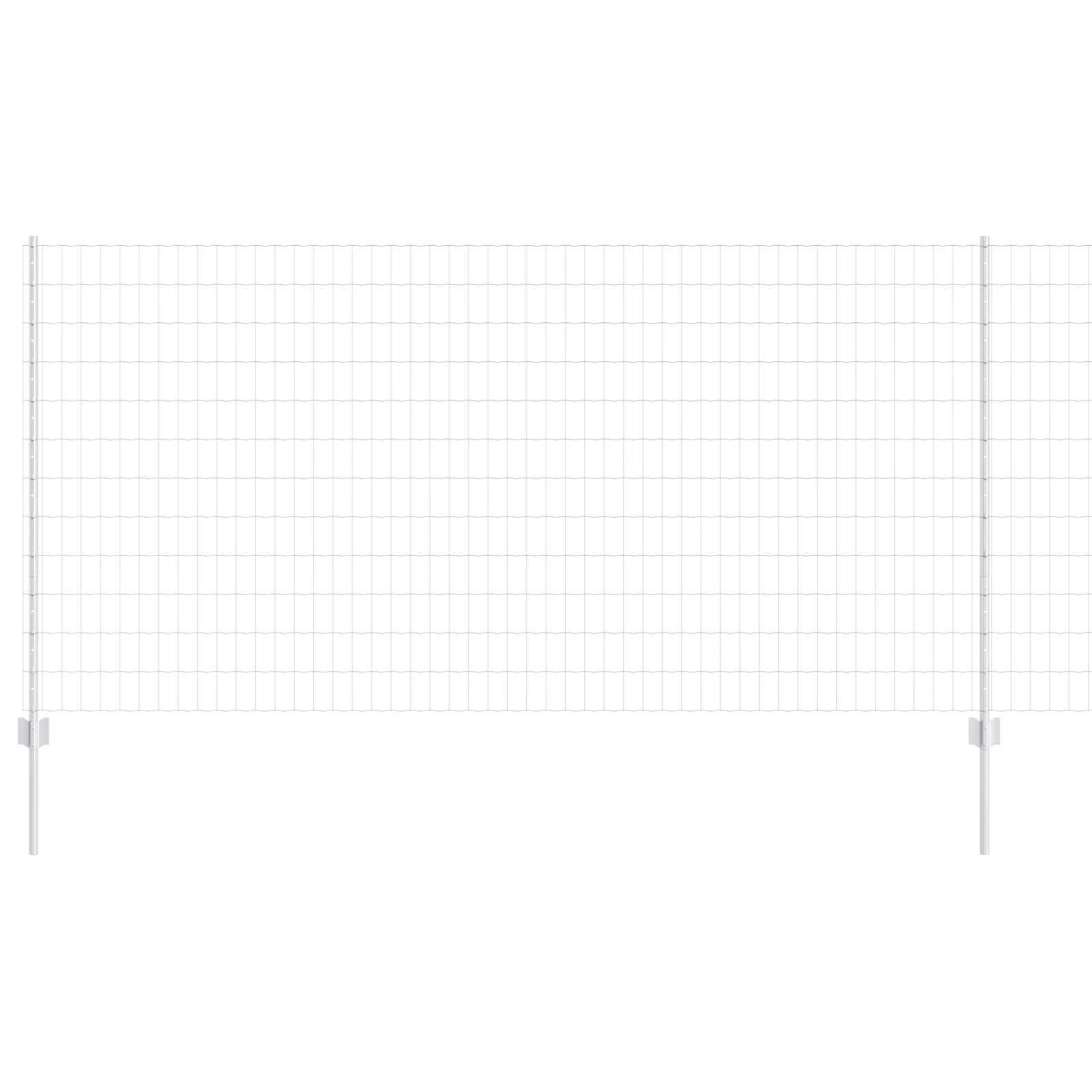 Outdoor Fence with Post Silver Steel 1.2 x 25 m Garden Privacy Panel Set UV Resistant Easy Assembly for Terrace Patio Boundary