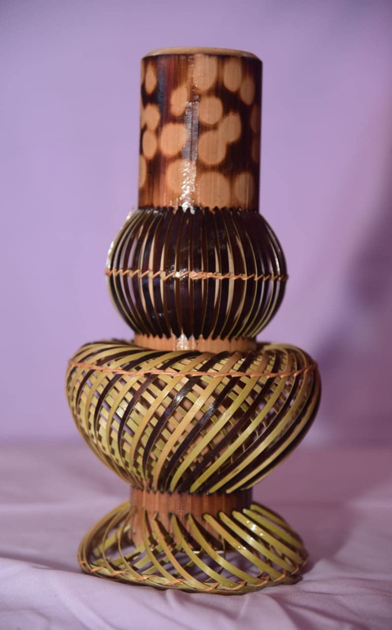Handmade Bamboo Flower Vase | Home Decor Flower Pots for Living Room Office | Artificial Decorative Flower Pots | Brown Pack of 1-image-18