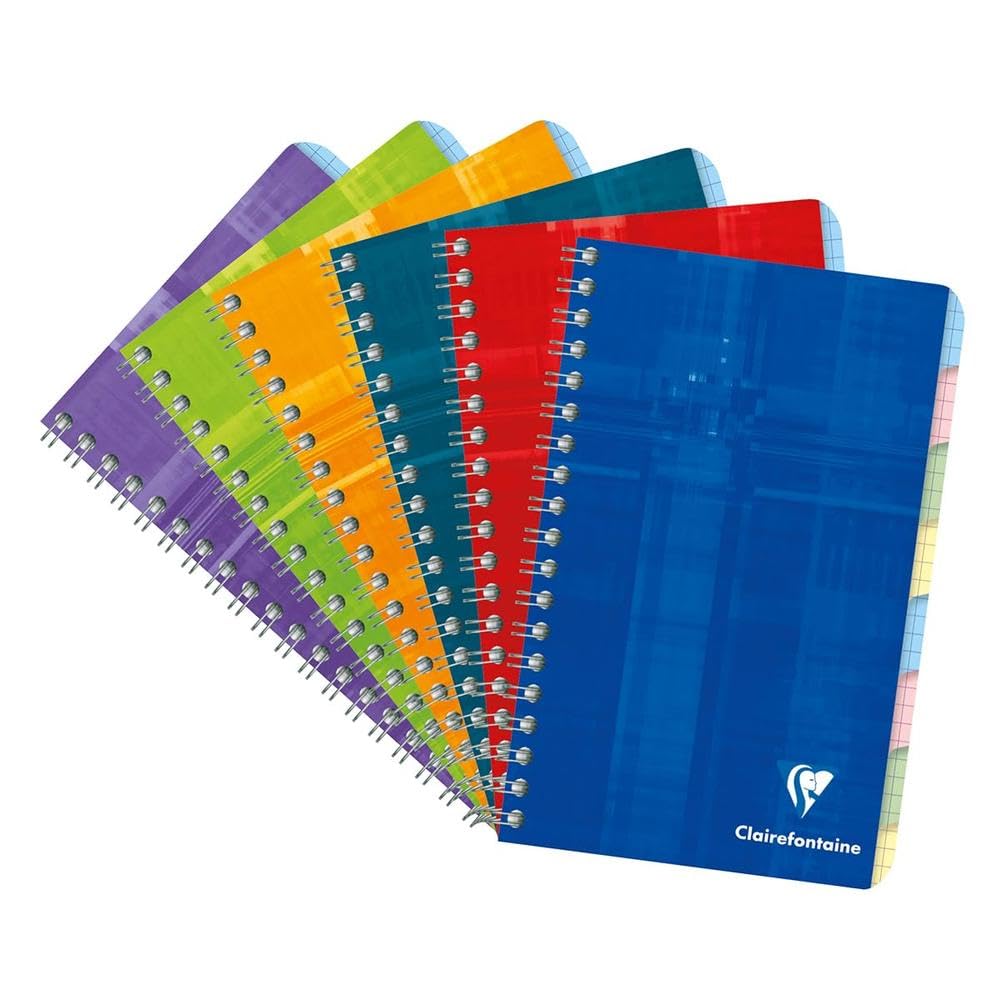 Clairefontaine 8809C Una rubrica 8 linguette 11x17 cm - 96 pagine a quadretti piccoli - Carta Bianca 90g - copertina in carta laminata - colore casuale