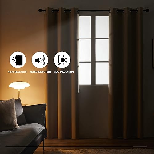 Miniatura 3 de Deconovo - Cortinas opacas de doble capa aislantes y térmicas para dormitorio habitación de los niños sala de estar o patio con ojales