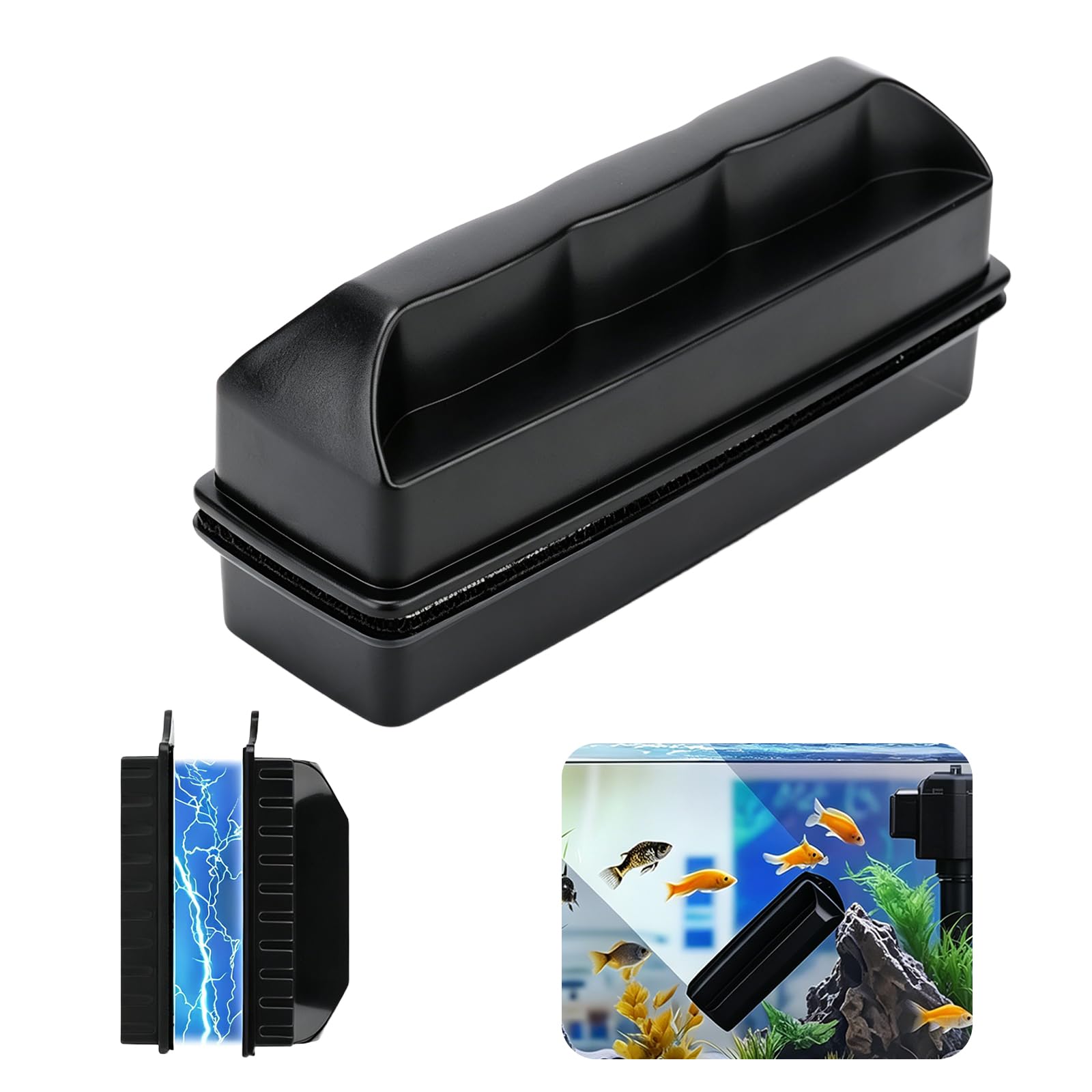 Magnetic Aquarium Glass Cleaner, Scratch-Free Double-Sided Algae Scrubber Brush, Magnetic Fish Tank Cleaning Tool, Algae Magnet Window Cleaner – Safe for Glass, Acrylic, Terrariums, Windows & Car Glas