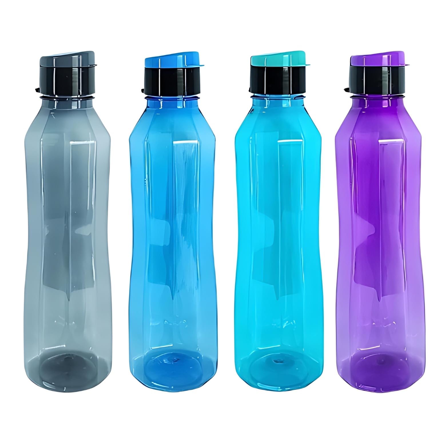 1 Litre Fliptop Plastic Water Bottle, Unbreakable Transparent Fridge Bottles Keep You Hydrated in Home, School, College, Office, and Outdoors, Multicolor (Set of 4, Star) (B0D9QQRYPR) Amazon Price History, Amazon Price Tracker