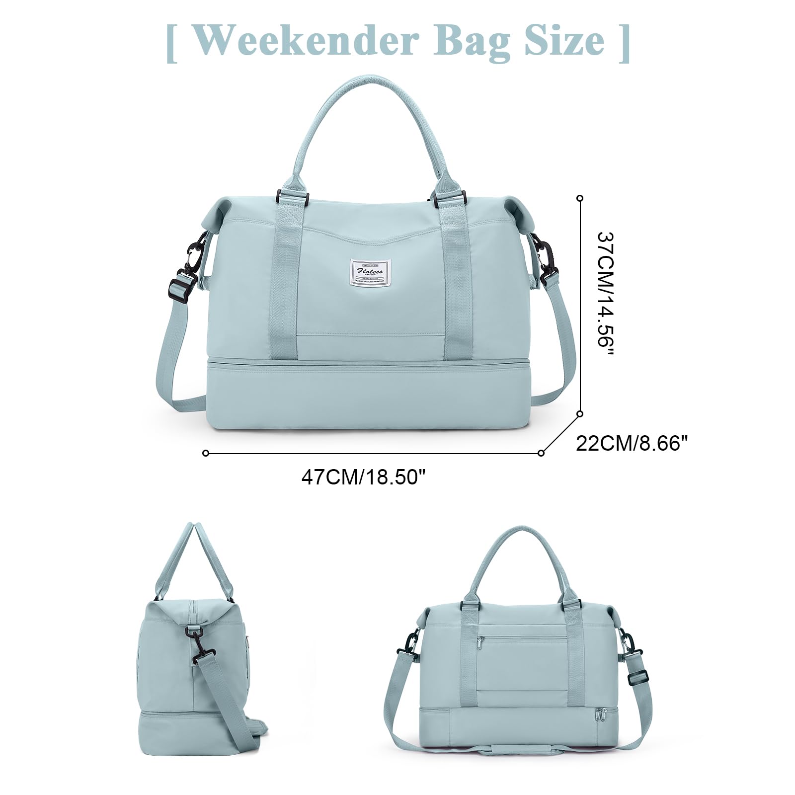 Borsone da Viaggio Donna, Bagaglio a Mano Borsa da Viaggio con Scomparto per le Scarpe, Borsa Sportiva Borsone da Palestra Grande, Borsa da Weekend, Borsa per Ospedale,A6 blu