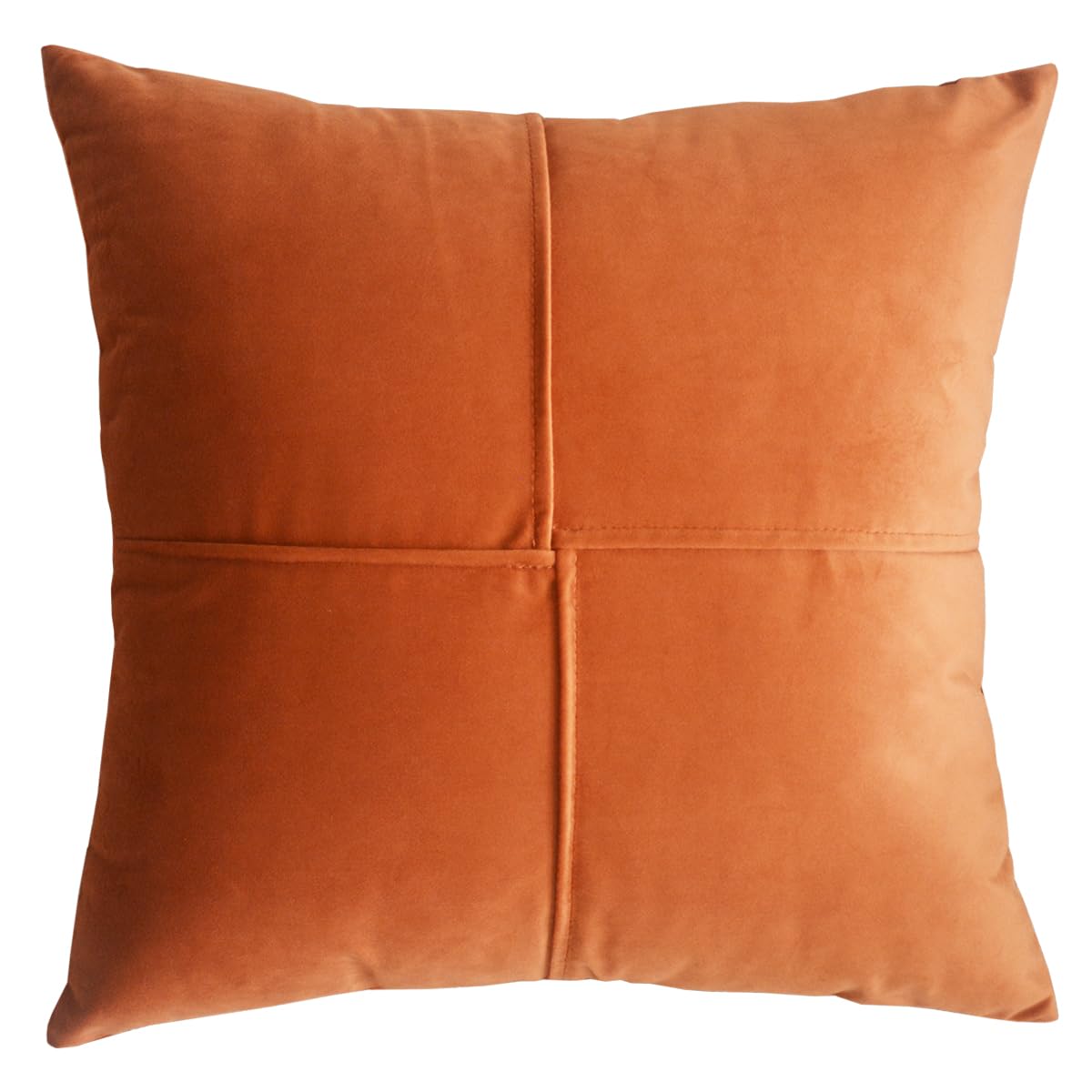 Lutanky Cushion Covers 50 x 50cm Dark Orange Patchwork Design Velvet Pillow Covers Decorative Pillow Cases with Invisible Zipper For Sofa Bedroom Living Room (20x20 Inch, 1 piece)