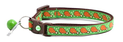 Miniatura 5 de Thanksgiving Cat Collar - Turkey Legs - Cat Collar - Safety - Breakaway - Charm and Bell Pugs2Persians (Small(10lbs & Less), Pink)