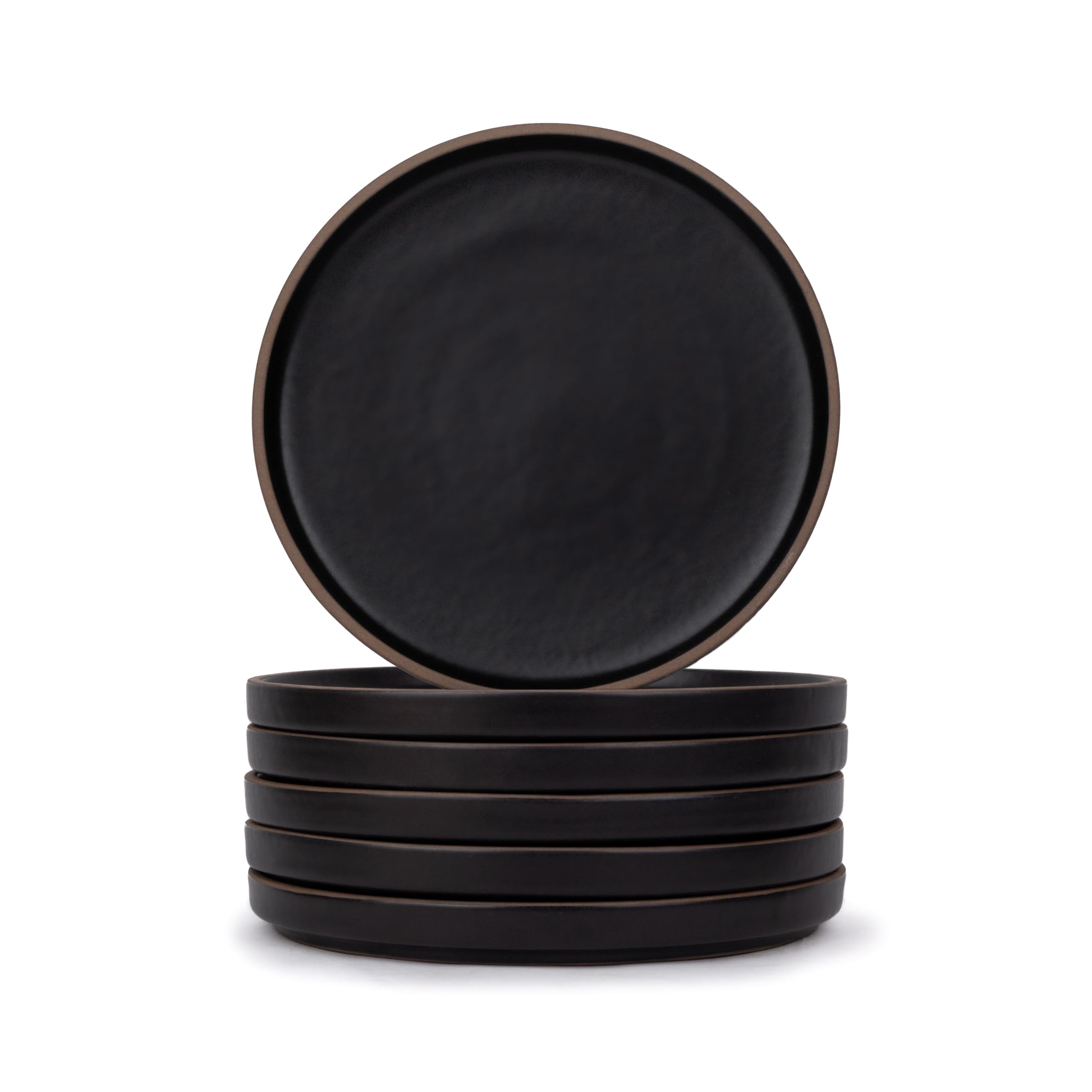 Shay Quarter Plates Set of 6, Black Japandi Series | Matte Finish | Premium Stoneware | Snacks Plates Set of 6 | Dessert Plates | Snack Plate | Small Plates (Japandi Quarter Plates, Black)