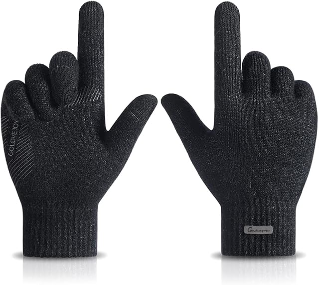 Unisex Thermal Knitted Gloves Winter Close-Fitting Gloves Touch-screen Anti-slip Warm Fleece Gloves for Men Women