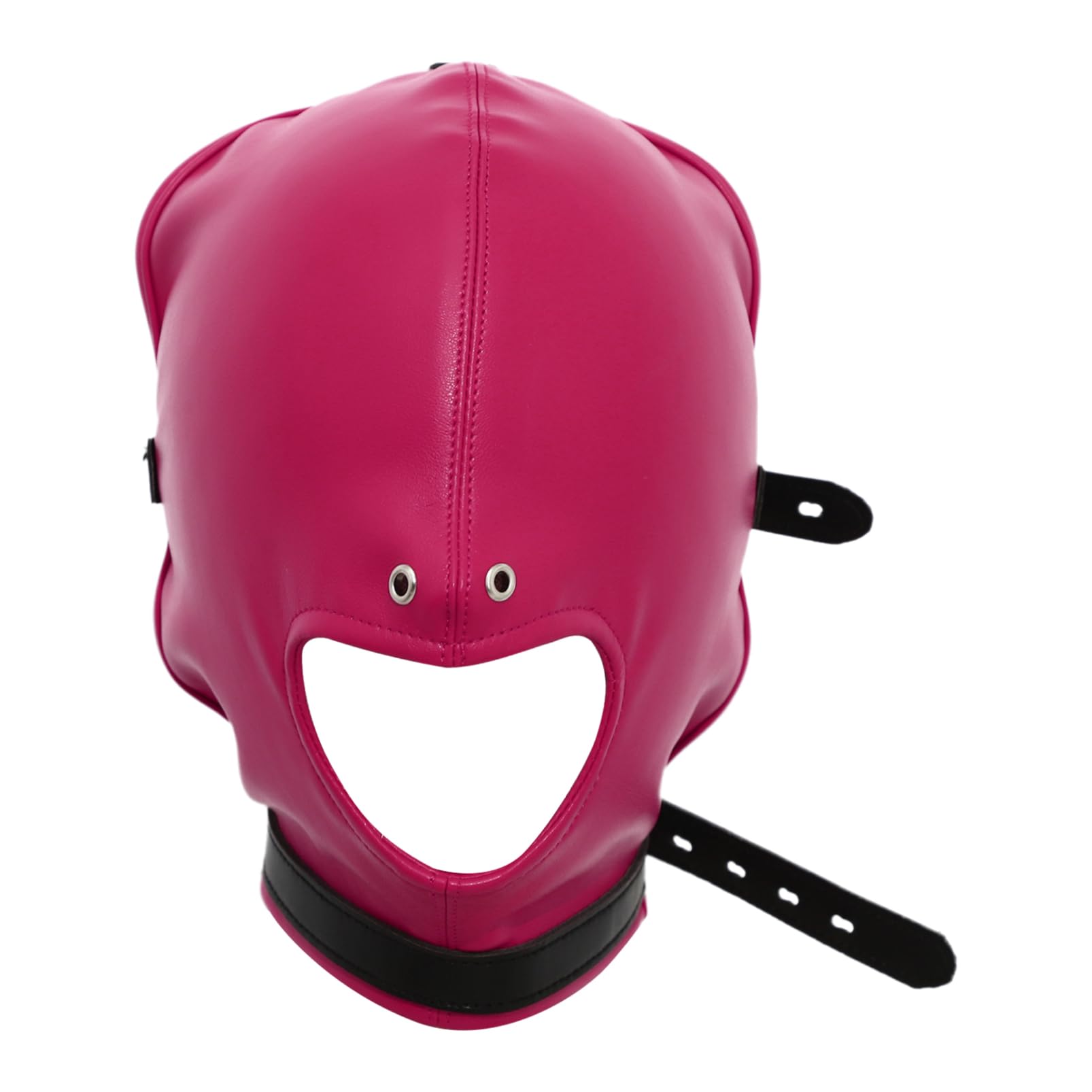 Aislor Leather Full Face Mask Gothic Prom Masquerade Holes Head Cover Adjustable Hood Hollow Out Headgear For Party Purple Red with Mouth Hole One Size — image 1
