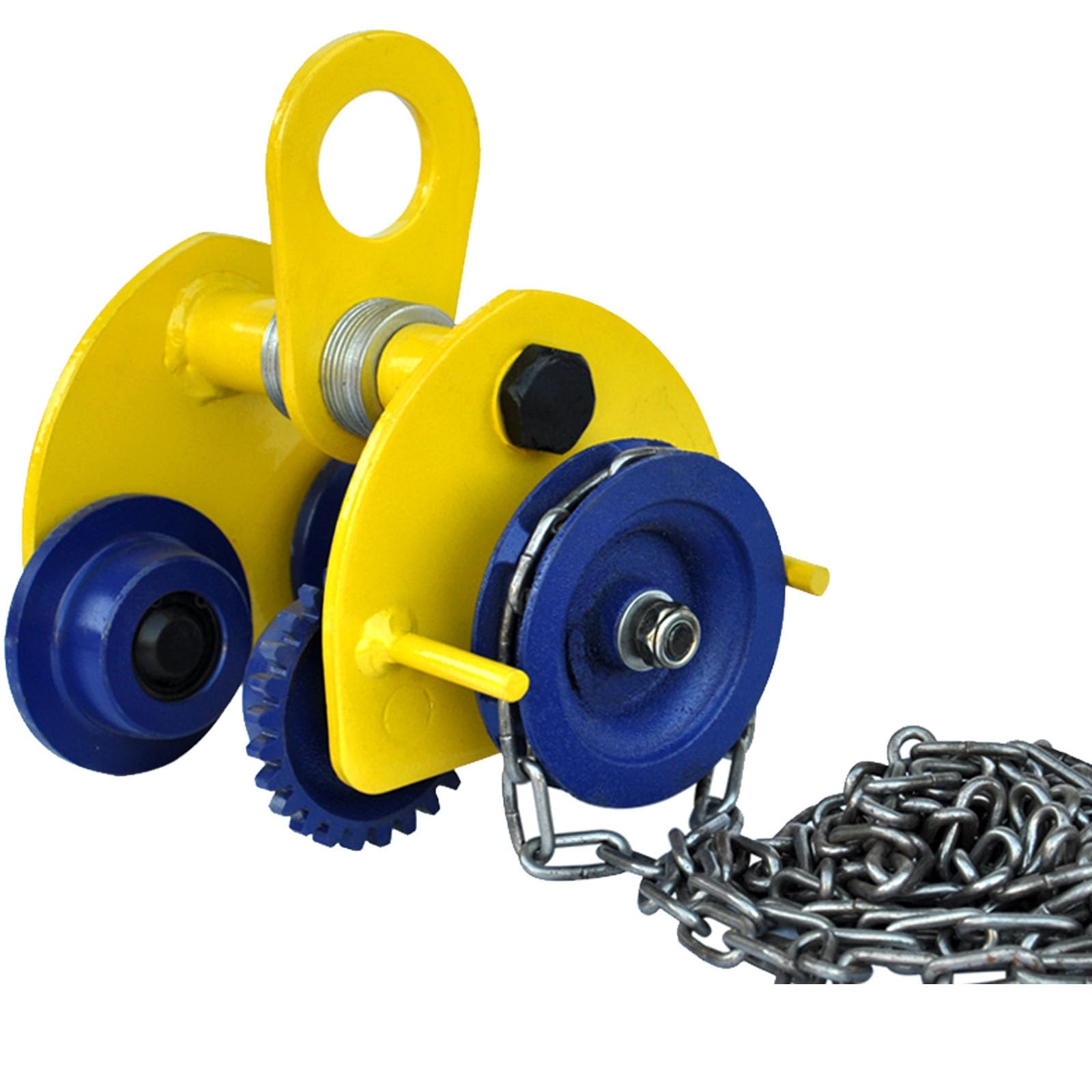 Carrello regolabile a spinta, carrello manuale I-Beam 1-3T, trasmissione a catena, larghezza flangia 6,9-14 cm, ruote in acciaio legato per gru a ponte