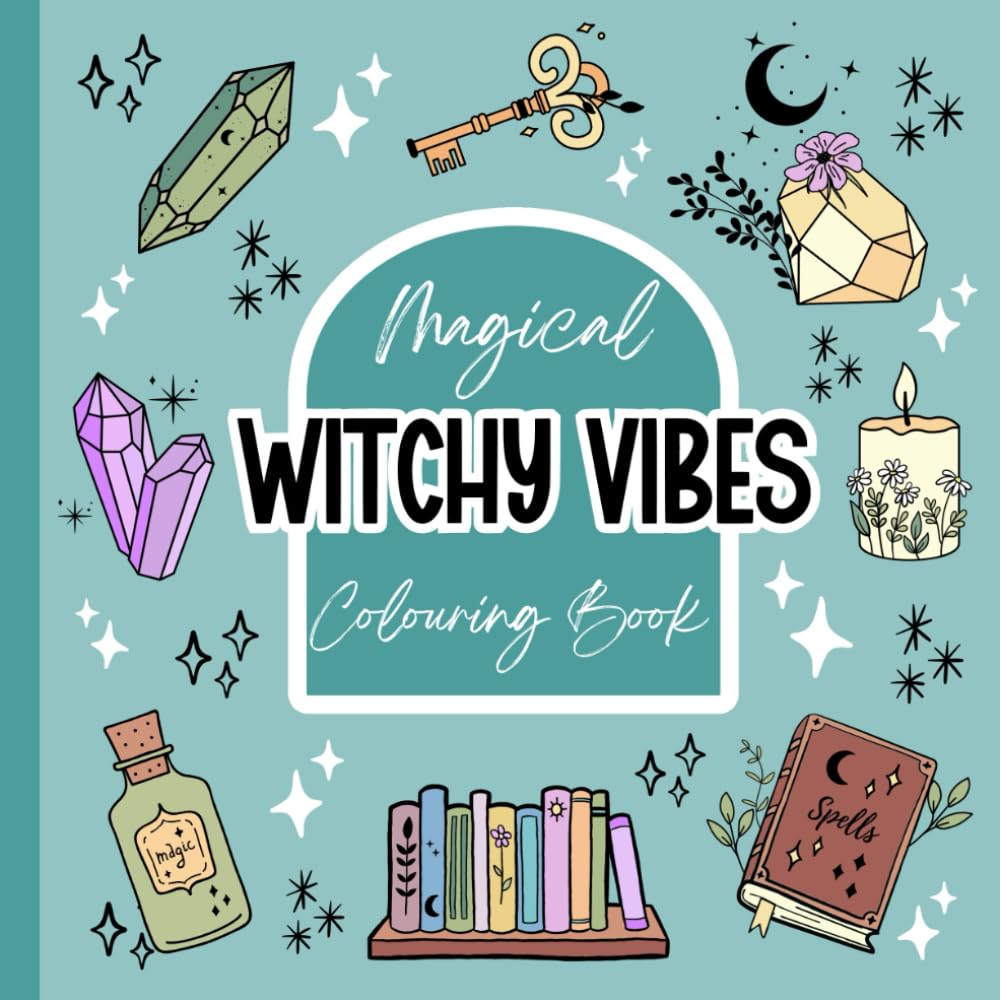 Magical Witchy Vibes Colouring Book: 40 Modern Witchy Designs. Simple, Easy, bold and relaxing colouring book for adults and teens. Halloween colouring.