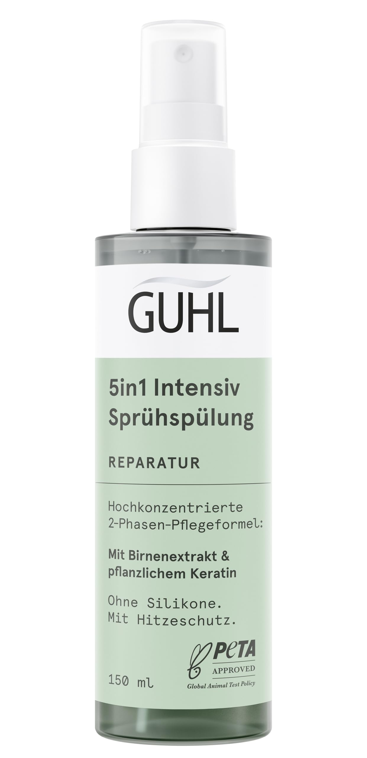 Guhl 5 in 1 Intensiv Sprüh-Spülung - Inhalt: 150 ml - Reparatur - Ohne Silikone - Mit Hitzeschutz - Planzliches Keratin